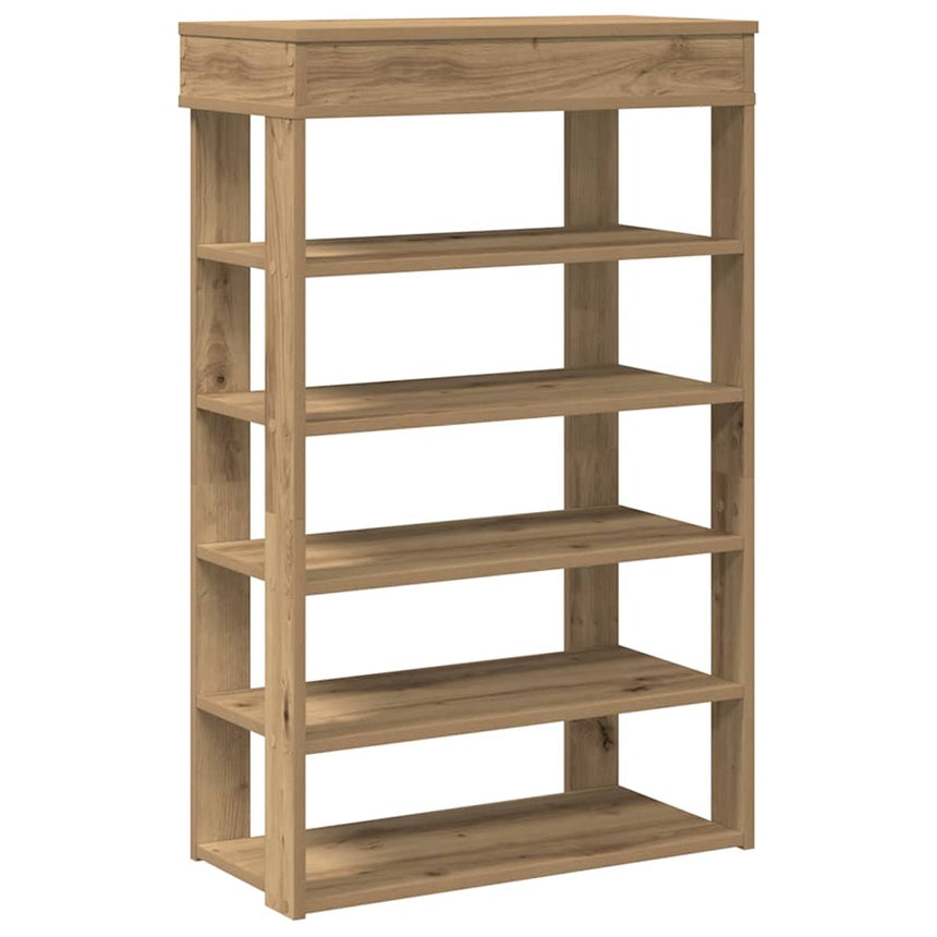 Schoenenrek 60X30X98 Cm Bewerkt Hout Artisanaal Eikenkleur Artisanaal Eikenkleurig