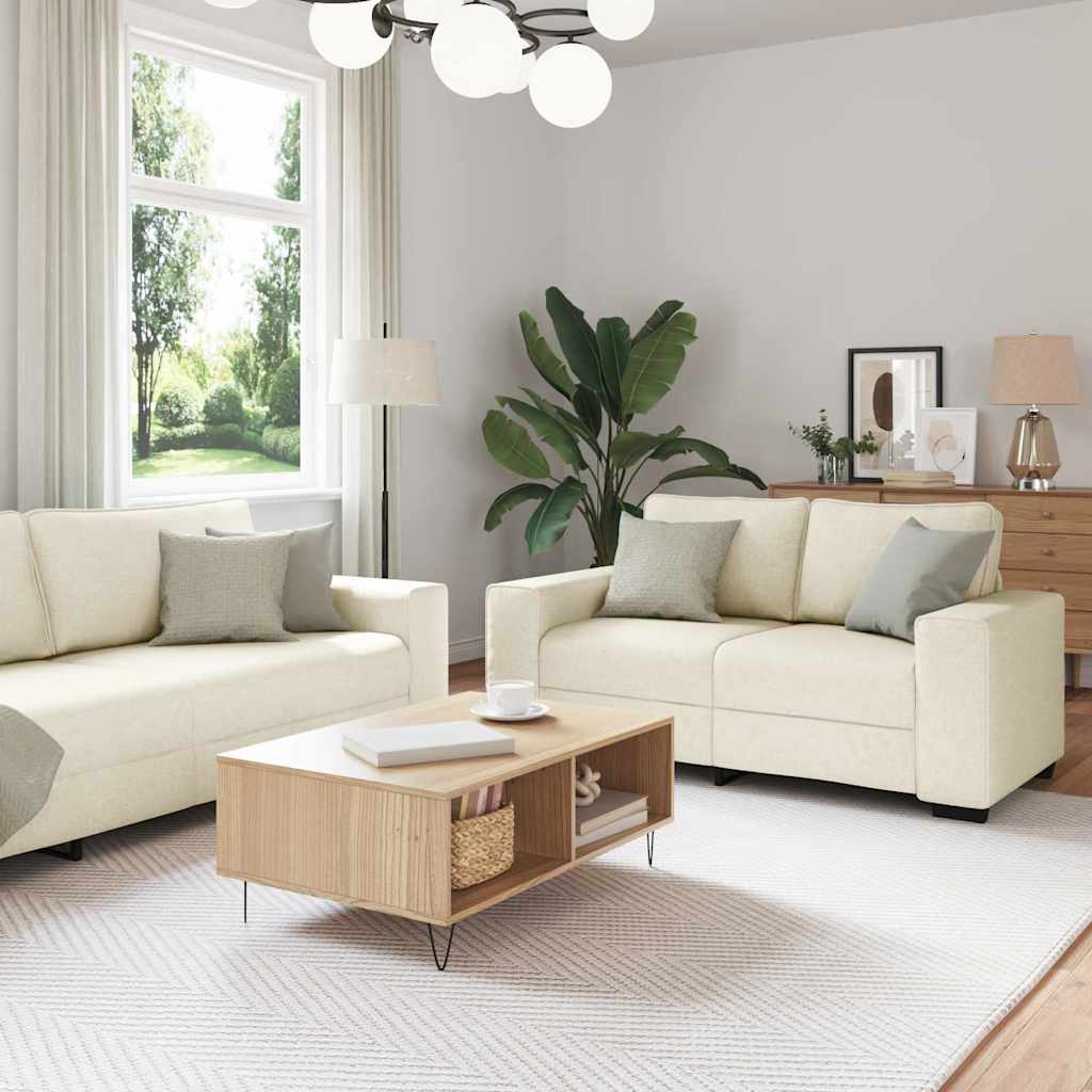 vidaXL Canapé 3 pcs Beige 221 x 80 x 82 cm Tissu en lin mélangé