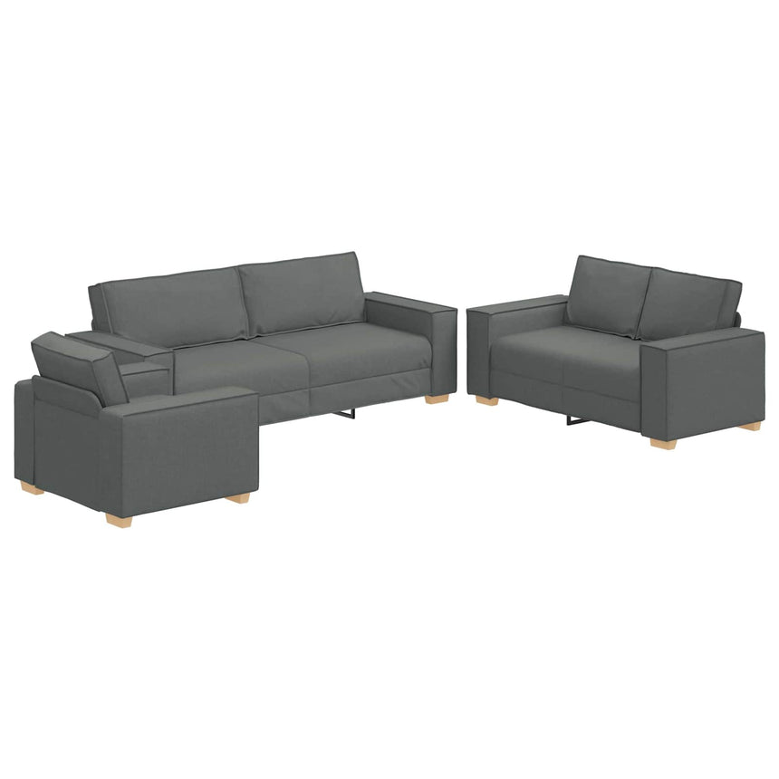 vidaXL Canapé 3 pcs Gris foncé 220 x 80 x 84 cm tissu