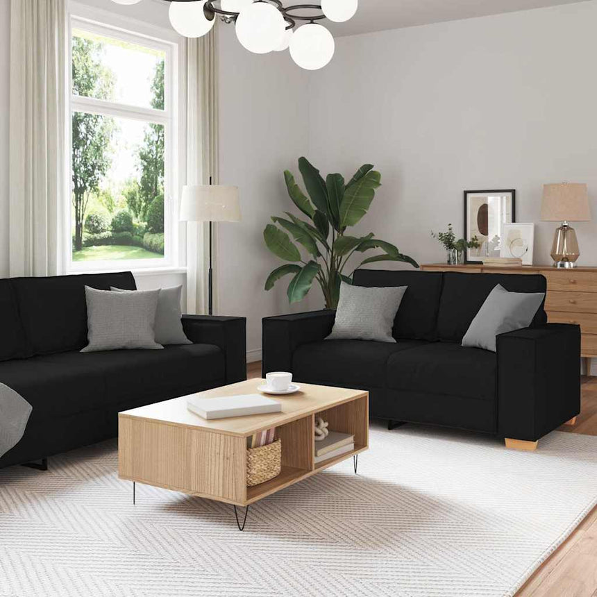 vidaXL Canapé 3 pcs Noir 220 x 80 x 84 cm tissu