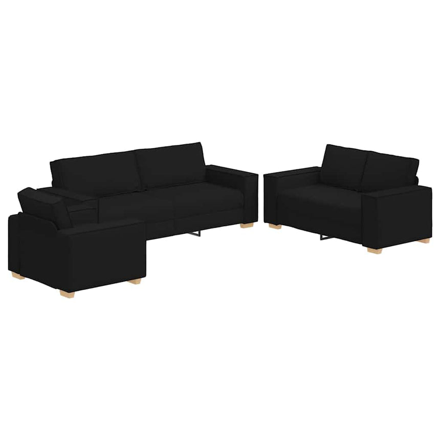 vidaXL Canapé 3 pcs Noir 220 x 80 x 84 cm tissu