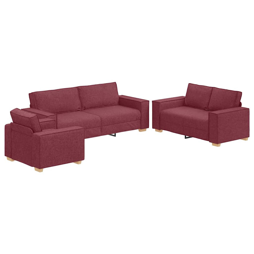 vidaXL Canapé 3 pcs Bordeaux 220 x 80 x 84 cm tissu