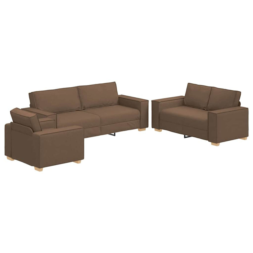 vidaXL Canapé 3 pcs Marron 220 x 80 x 84 cm tissu