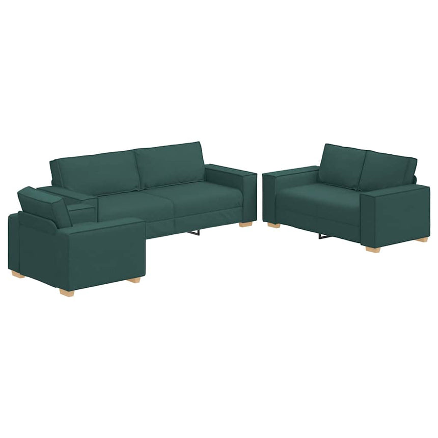 vidaXL Canapé 3 pcs Vert foncé 220 x 80 x 84 cm tissu