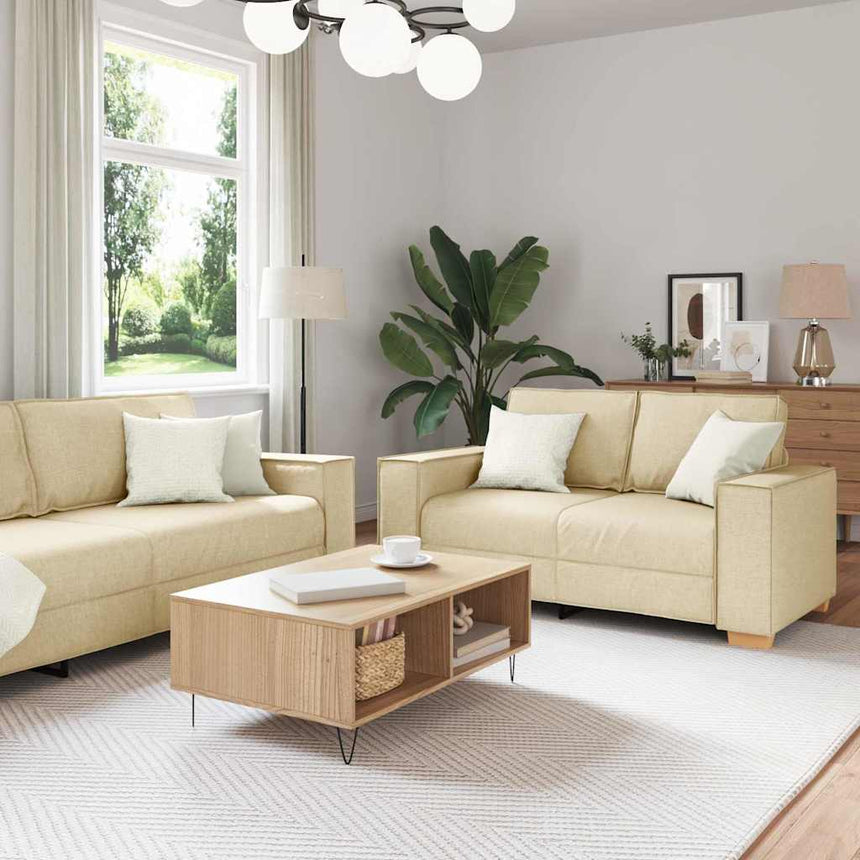 vidaXL Canapé 3 pcs Crème 220 x 80 x 84 cm tissu