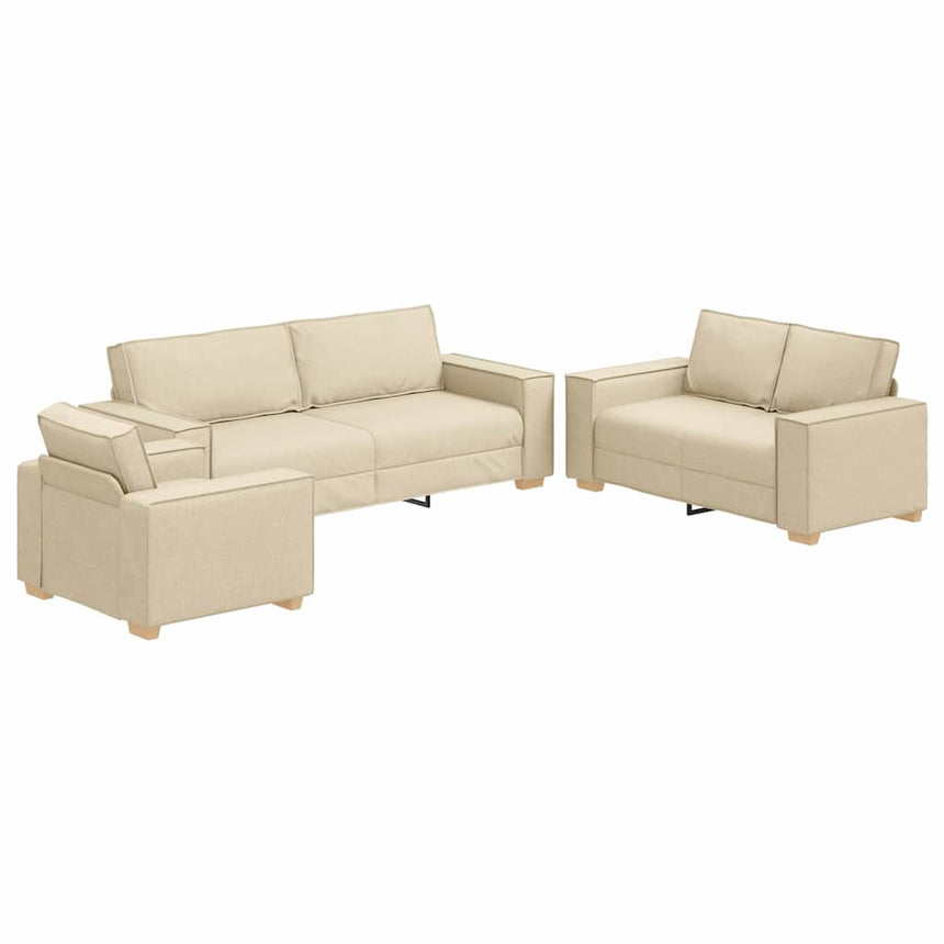 vidaXL Canapé 3 pcs Crème 220 x 80 x 84 cm tissu