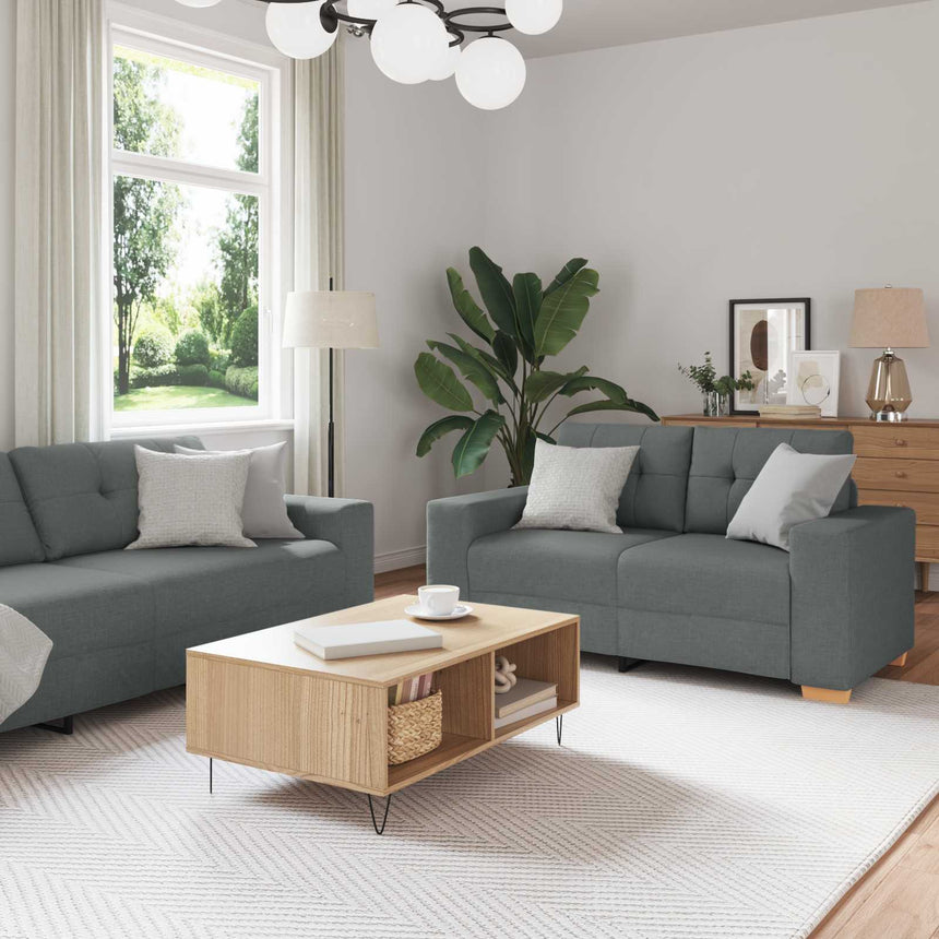 vidaXL Canapé 3 pcs Gris foncé 221 x 80 x 80 cm tissu