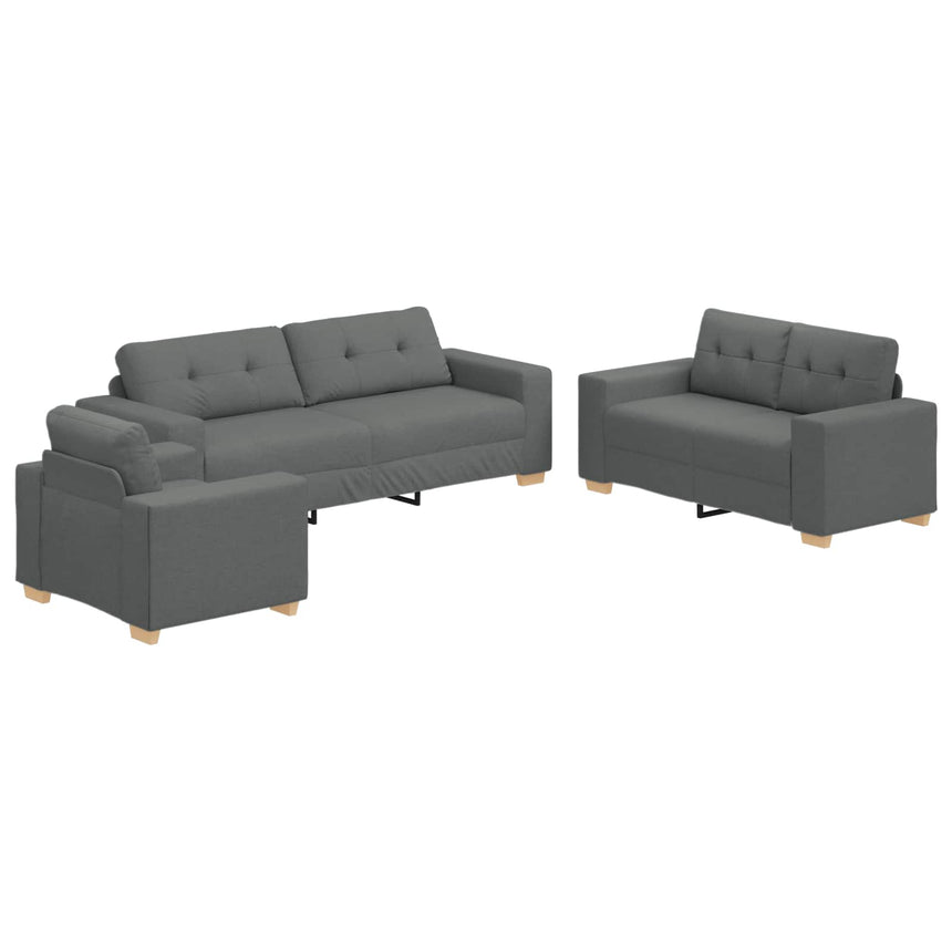 vidaXL Canapé 3 pcs Gris foncé 221 x 80 x 80 cm tissu
