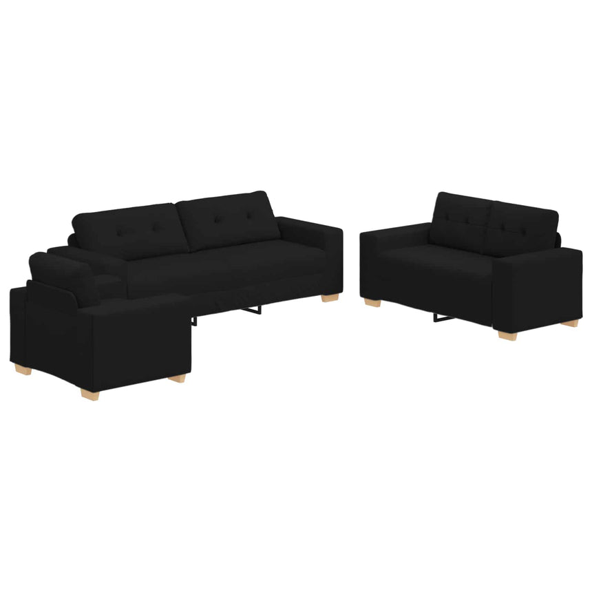 vidaXL Canapé 3 pcs Noir 221 x 80 x 80 cm tissu