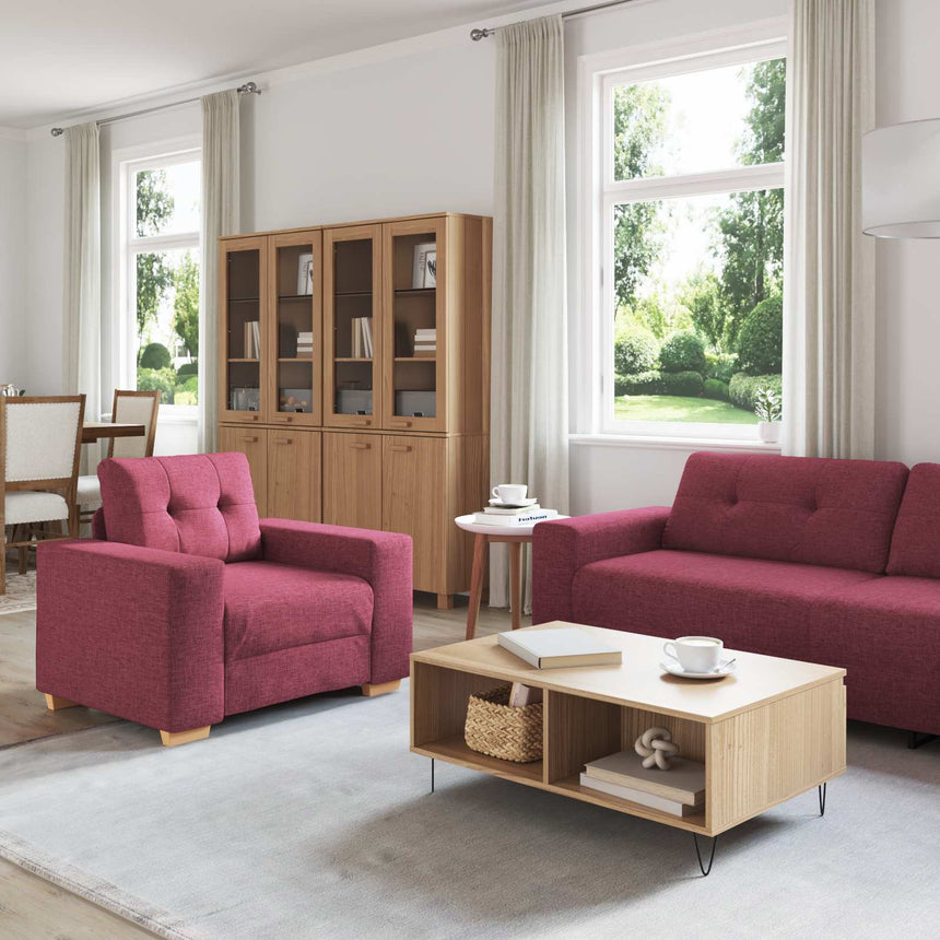 vidaXL Canapé 3 pcs Rouge Vent 221 x 80 x 80 cm tissu