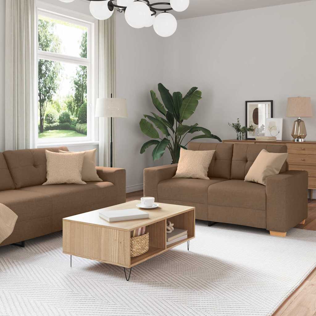 vidaXL Canapé 3 pcs Marron 221 x 80 x 80 cm tissu