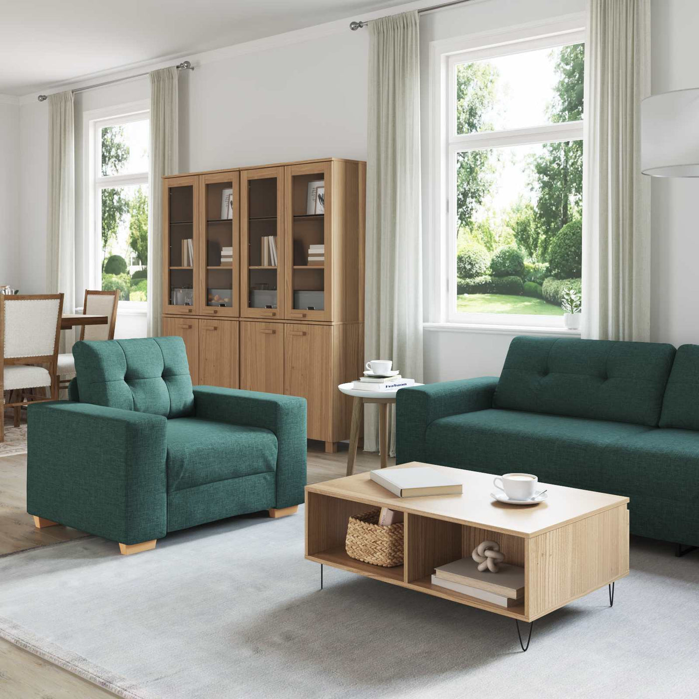 vidaXL Canapé 3 pcs Vert foncé 221 x 80 x 80 cm tissu