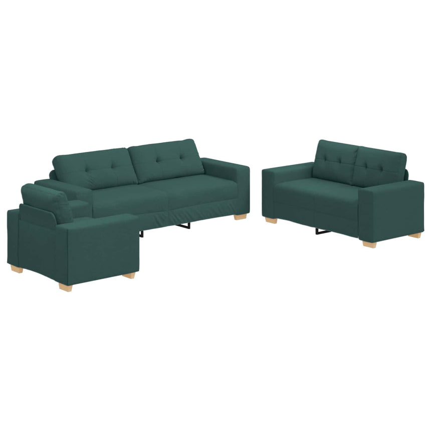 vidaXL Canapé 3 pcs Vert foncé 221 x 80 x 80 cm tissu