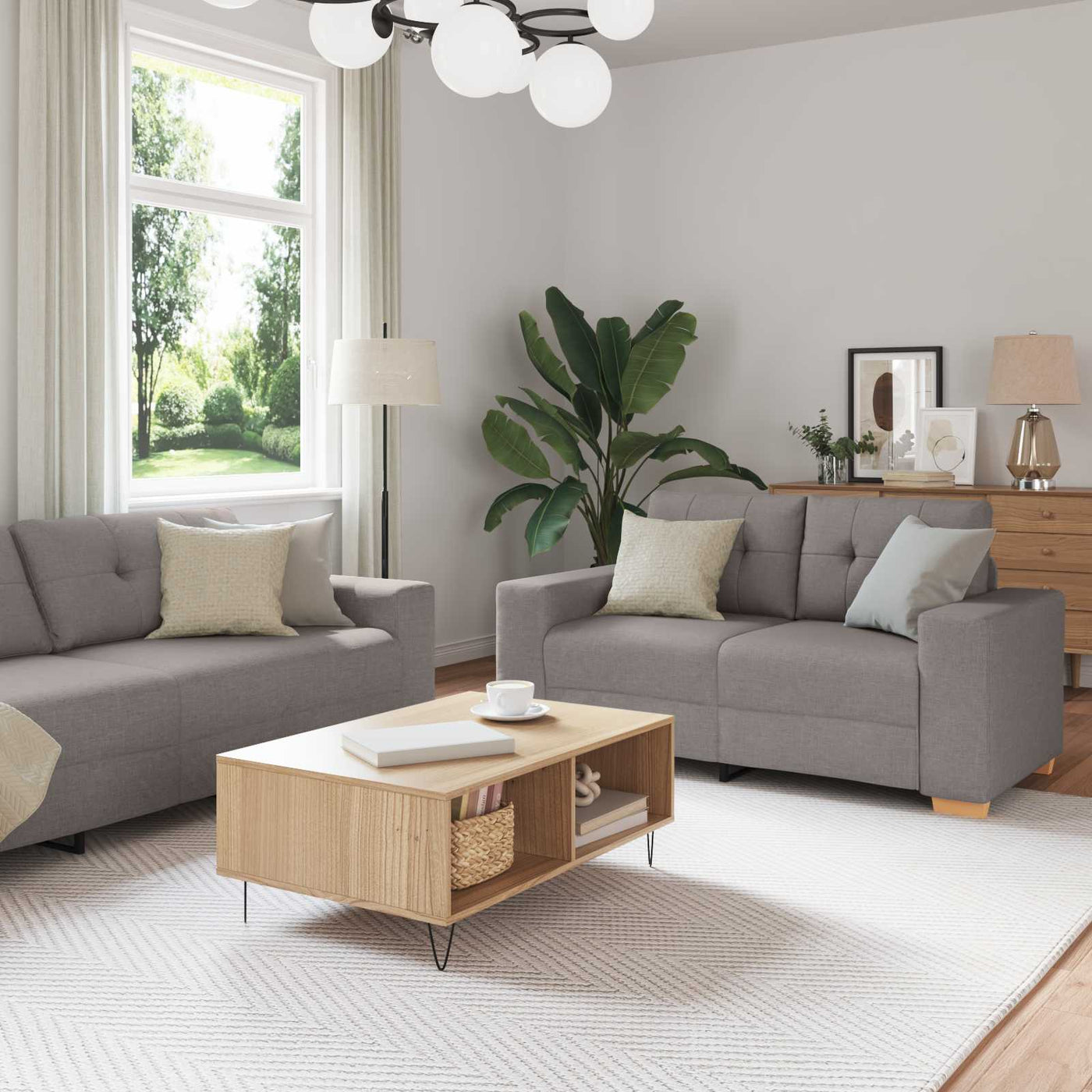 vidaXL Canapé 3 pcs Taupe 221 x 80 x 80 cm tissu