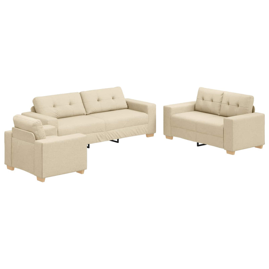 vidaXL Canapé 3 pcs Crème 221 x 80 x 80 cm tissu