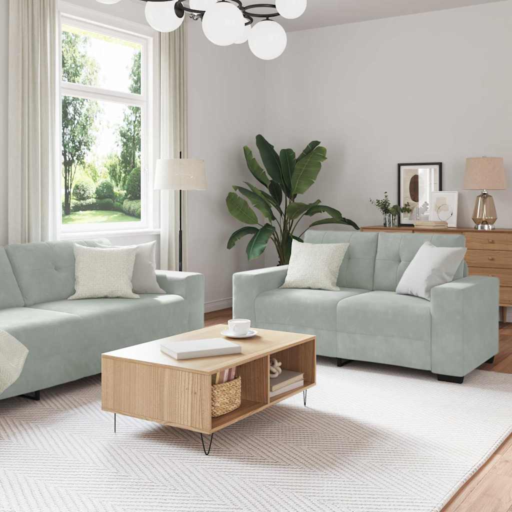 vidaXL Ensemble de Canapés 3 pcs Gris clair 221 x 80 x 80 cm Velours