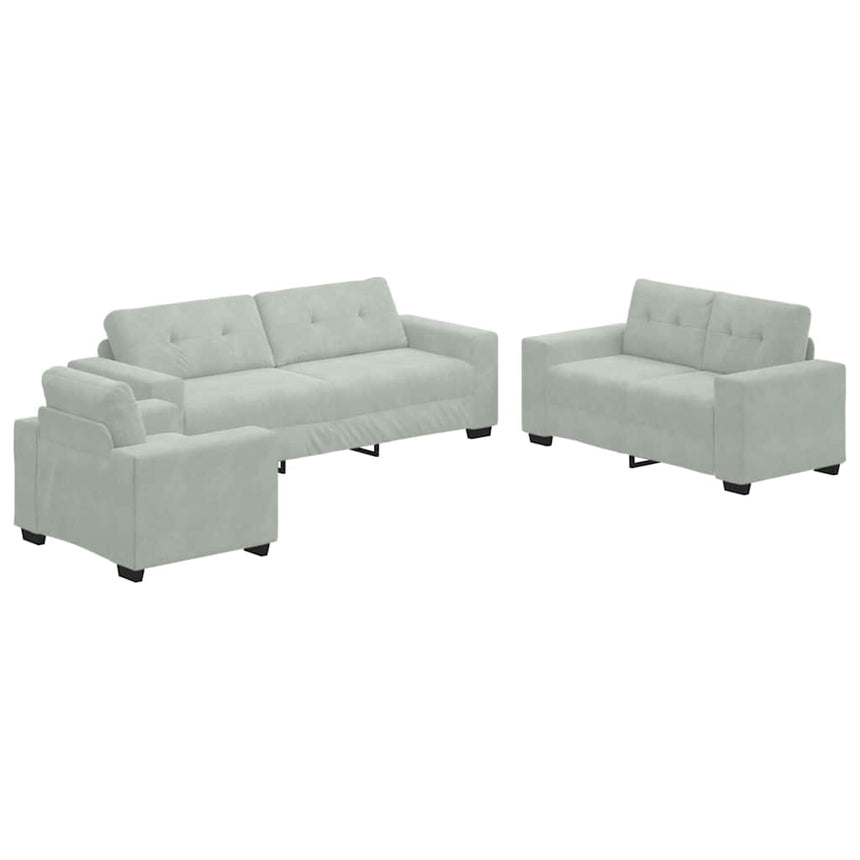 vidaXL Ensemble de Canapés 3 pcs Gris clair 221 x 80 x 80 cm Velours