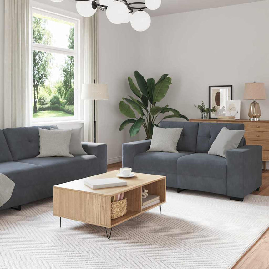 vidaXL Ensemble de Canapés 3 pcs Gris foncé 221 x 80 x 80 cm Velours