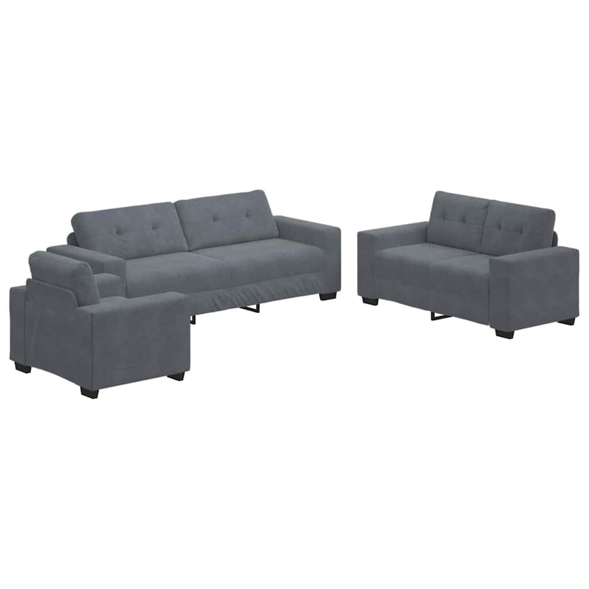 vidaXL Ensemble de Canapés 3 pcs Gris foncé 221 x 80 x 80 cm Velours