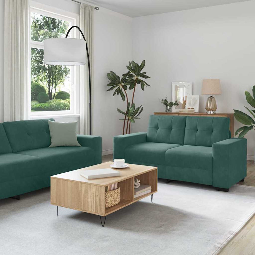 vidaXL Ensemble de Canapés 3 pcs Vert foncé 221 x 80 x 80 cm Velours