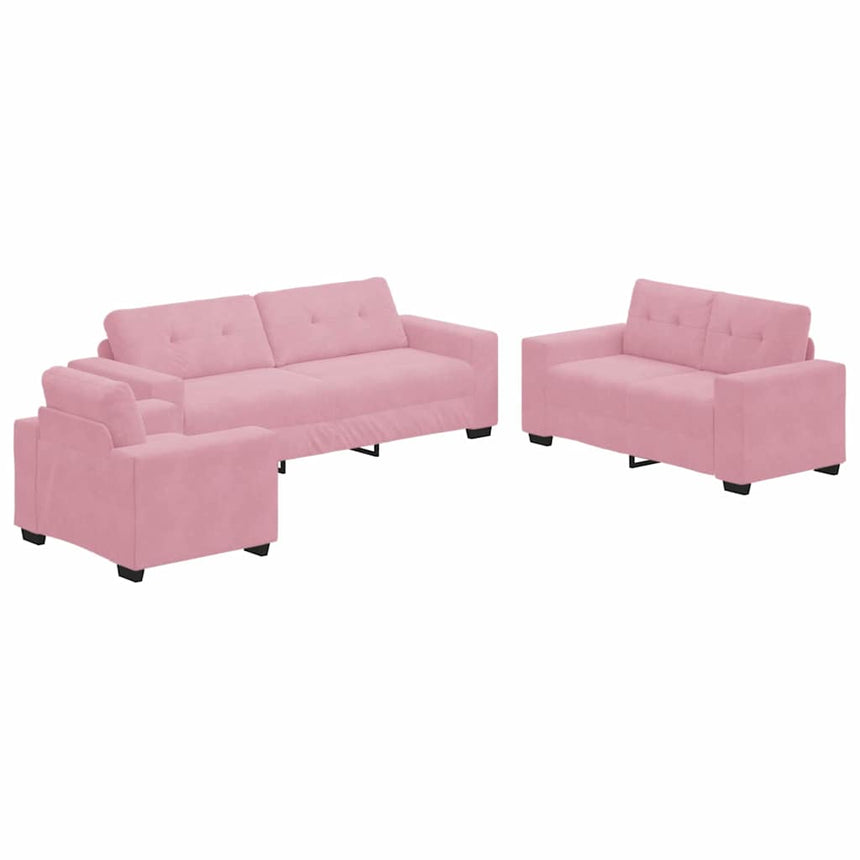vidaXL Ensemble de Canapés 3 pcs Rose 221 x 80 x 80 cm Velours