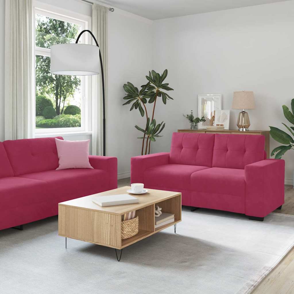 vidaXL Ensemble de Canapés 3 pcs Rouge Vent 221 x 80 x 80 cm Velours