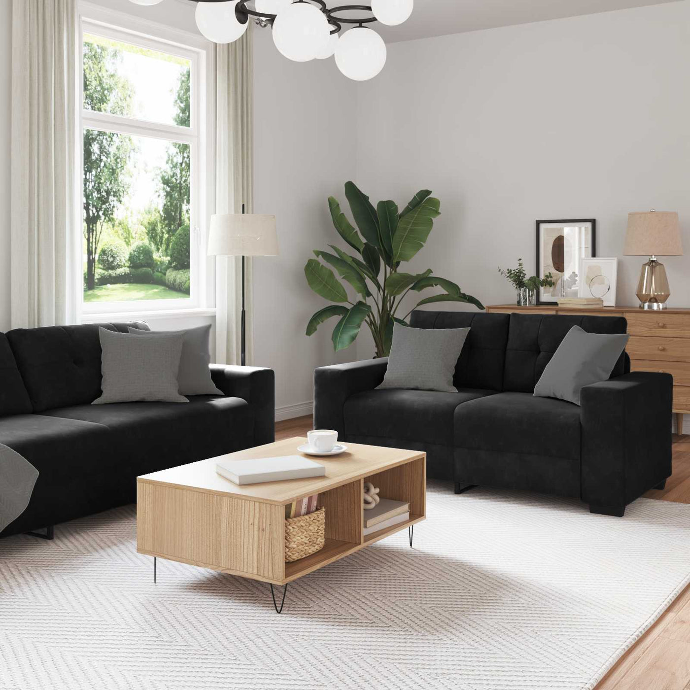 vidaXL Ensemble de Canapés 3 pcs Noir 221 x 80 x 80 cm Velours
