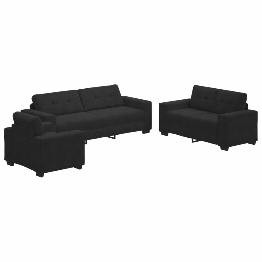 vidaXL Ensemble de Canapés 3 pcs Noir 221 x 80 x 80 cm Velours