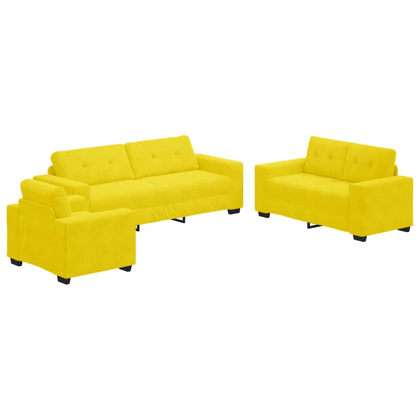 vidaXL Ensemble de Canapés 3 pcs Jaune 221 x 80 x 80 cm Velours