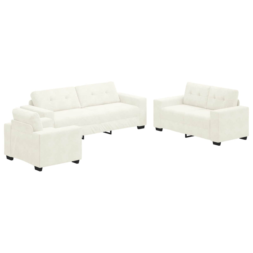 vidaXL Ensemble de Canapés 3 pcs Crème 221 x 80 x 80 cm Velours