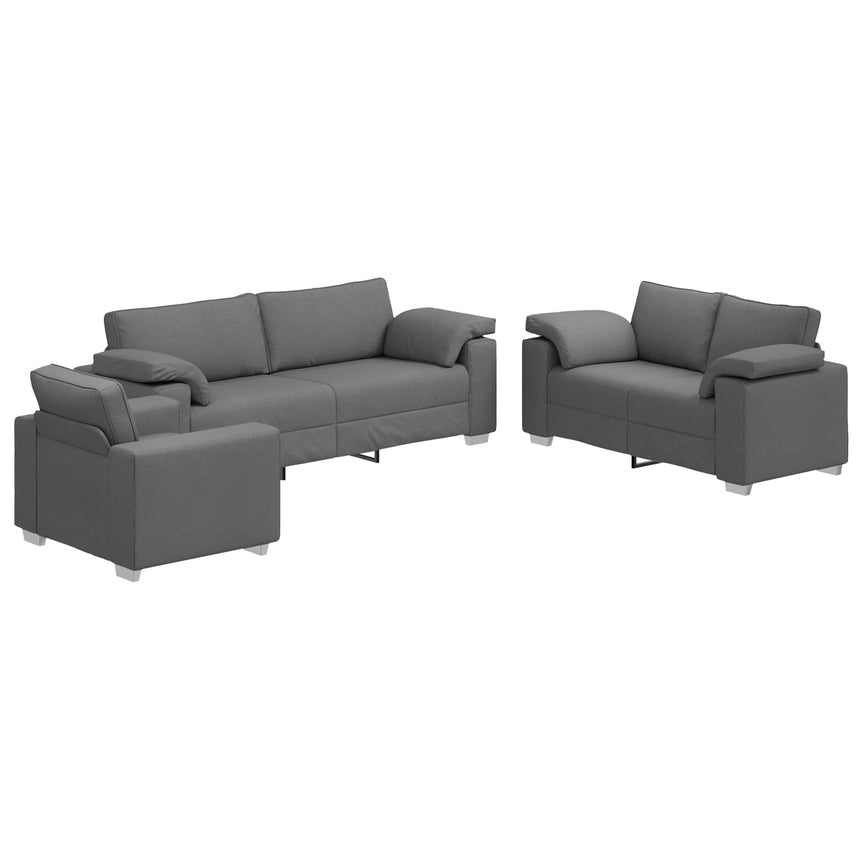 vidaXL Canapé 3 pcs Gris foncé 219 x 80 x 82 cm tissu