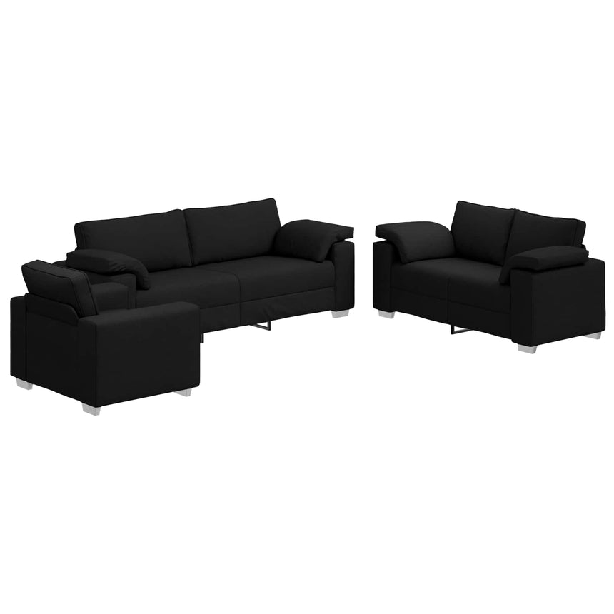 vidaXL Canapé 3 pcs Noir 219 x 80 x 82 cm tissu