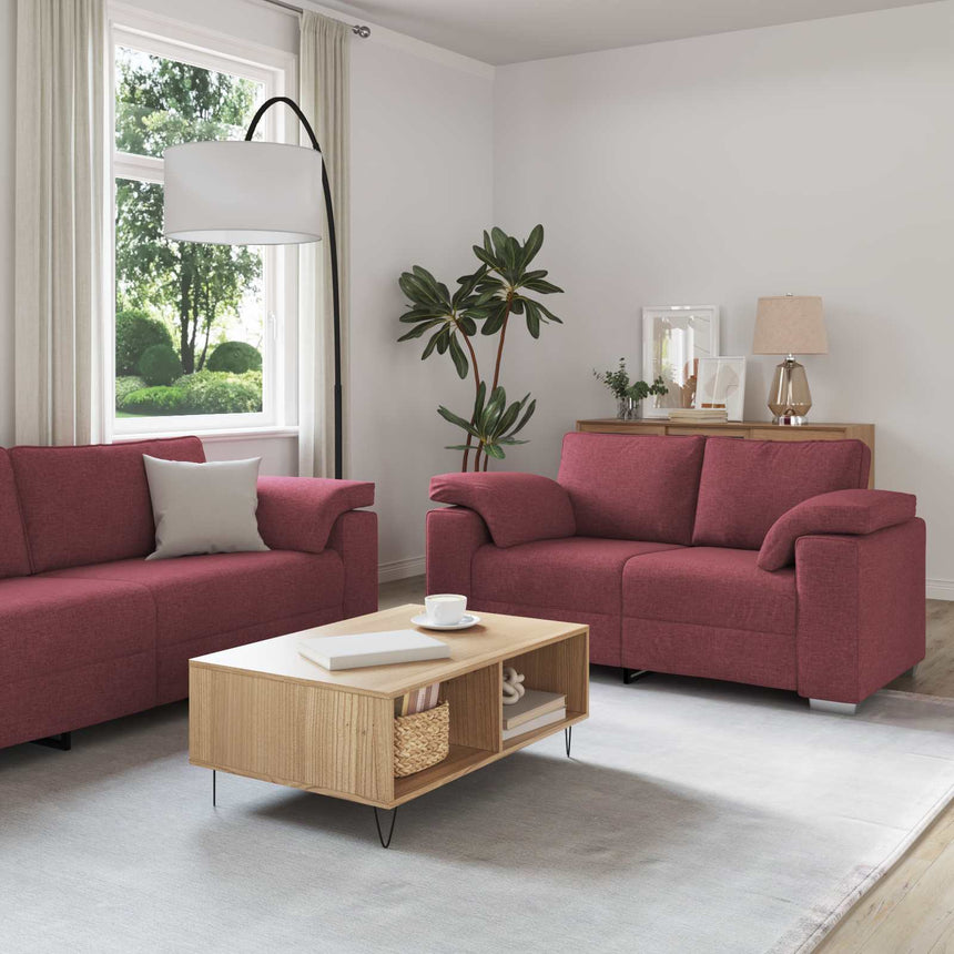 vidaXL Canapé 3 pcs Rouge Vent 219 x 80 x 82 cm tissu
