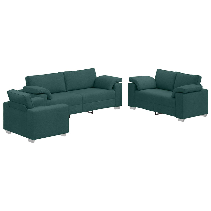 vidaXL Canapé 3 pcs Vert foncé 219 x 80 x 82 cm tissu