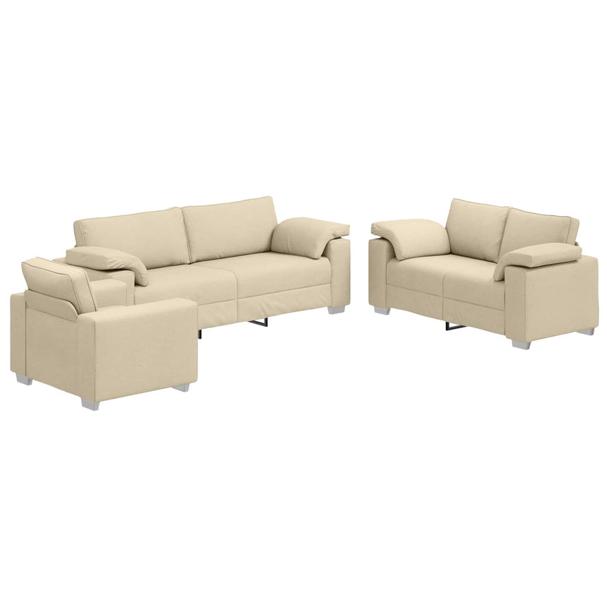 vidaXL Canapé 3 pcs Crème 219 x 80 x 82 cm tissu