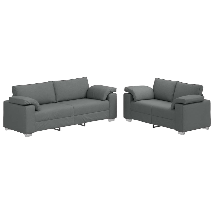 vidaXL Canapé 2 pcs Gris foncé 219 x 80 x 82 cm tissu