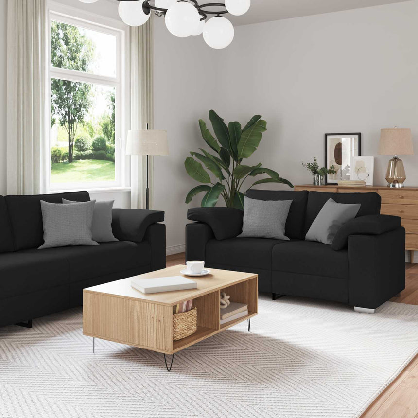 vidaXL Canapé 2 pcs Noir 219 x 80 x 82 cm tissu