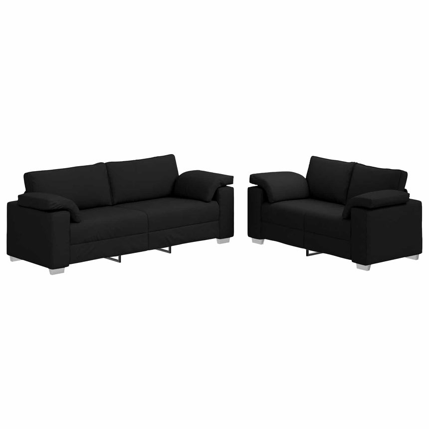 vidaXL Canapé 2 pcs Noir 219 x 80 x 82 cm tissu