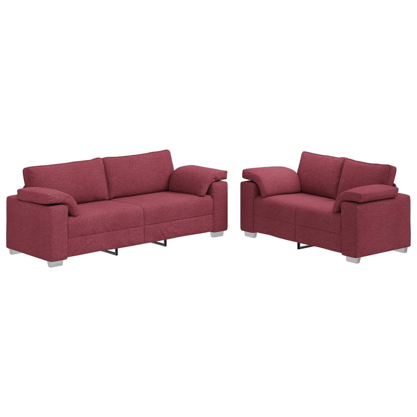 vidaXL Canapé 2 pcs Bordeaux 219 x 80 x 82 cm tissu