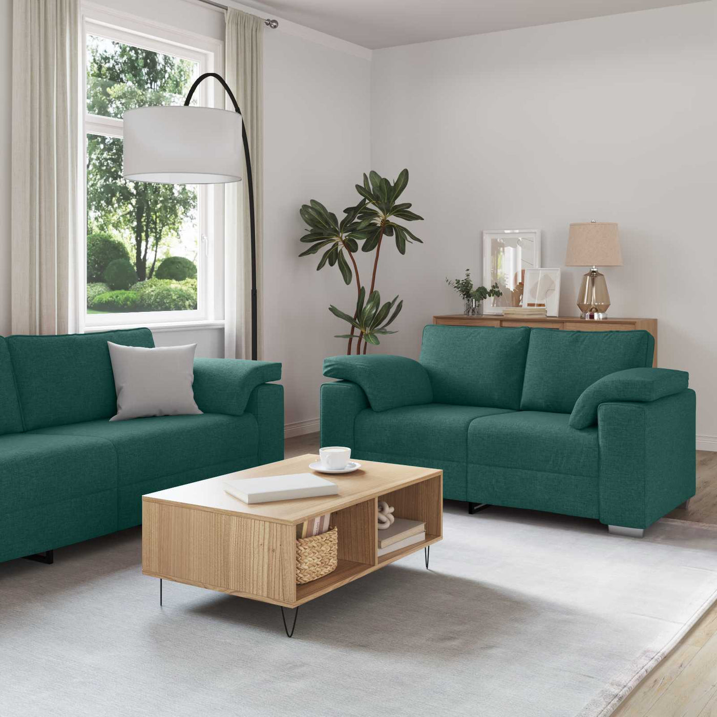 vidaXL Canapé 2 pcs Vert foncé 219 x 80 x 82 cm tissu