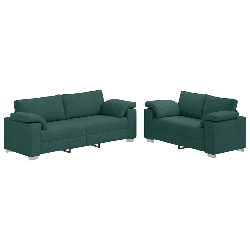 vidaXL Canapé 2 pcs Vert foncé 219 x 80 x 82 cm tissu
