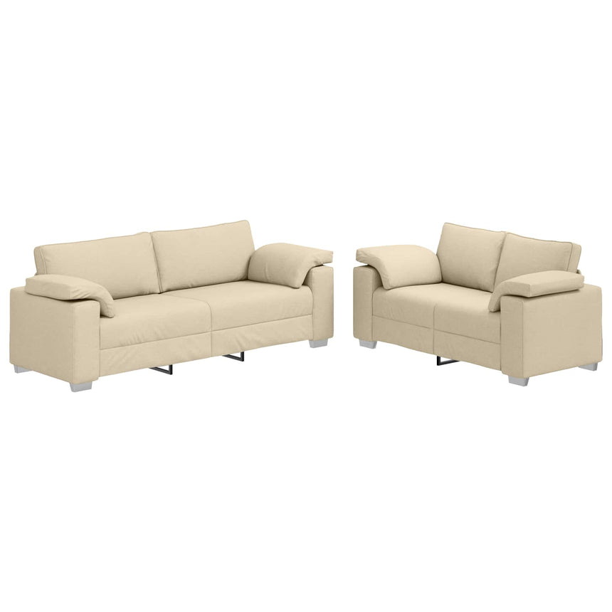 vidaXL Canapé 2 pcs Crème 219 x 80 x 82 cm tissu