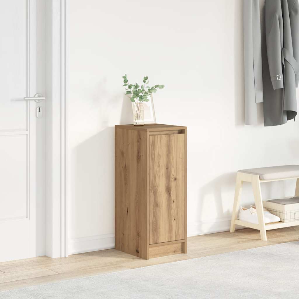 Schoenenkast 29,5X34X76 Cm Bewerkt Hout Artisanaal Eikenkleur Artisanaal Eikenkleurig