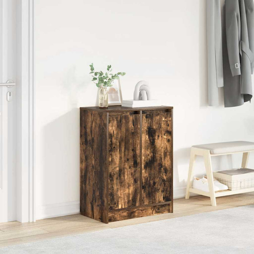 Schoenenkast 57X34X76 Cm Bewerkt Hout Kleurig Gerookt Eiken