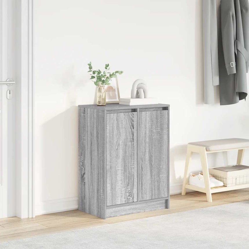 Schoenenkast 57X34X76 Cm Bewerkt Hout Eikenkleur Grijs Sonoma