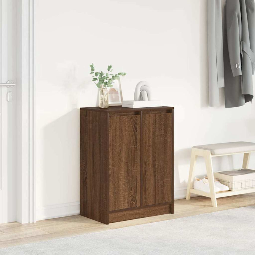 Schoenenkast 57X34X76 Cm Bewerkt Hout Bruin Eikenkleur
