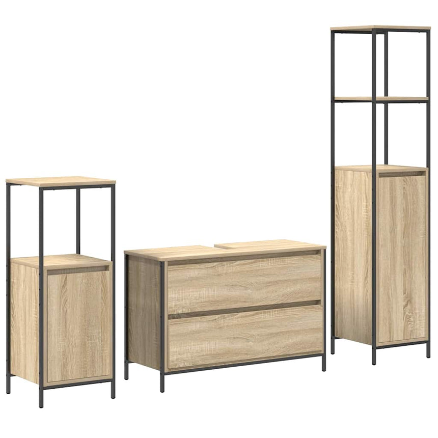vidaXL Ensemble de mobilier de salle de bain 3 pcs Chêne Sonoma
