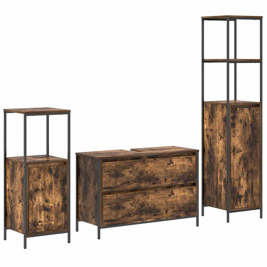 vidaXL Ensemble de mobilier de salle de bain 3 pcs Chêne fumé