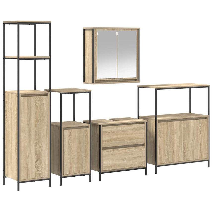 vidaXL Ensemble de mobilier de salle de bain avec étagère 5 pcs Beige