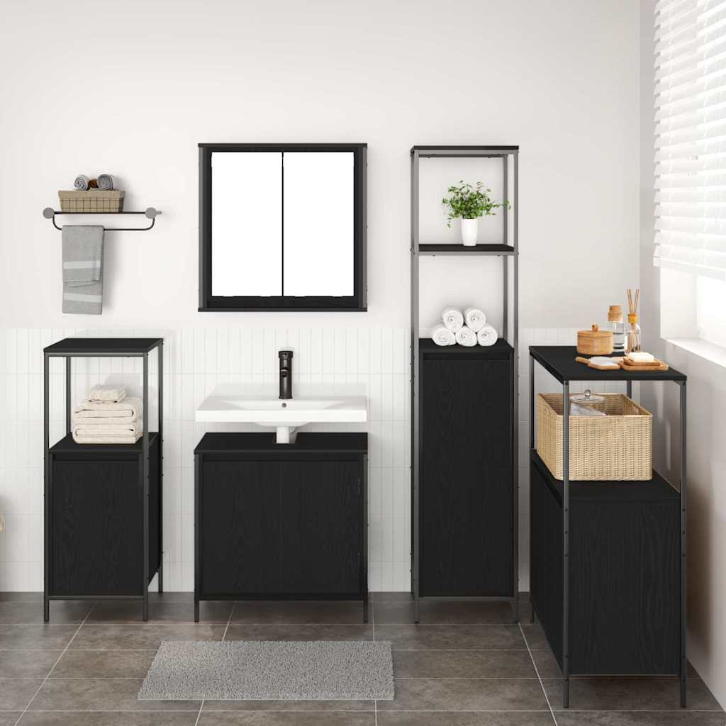 vidaXL Ensemble de mobilier de salle de bain 5 pcs Chêne noir